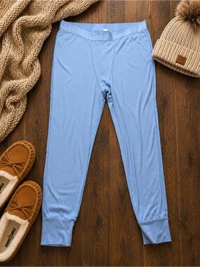 Stars Above Light Blue Ribbed Pajama Leggings Lounge Pants Size L